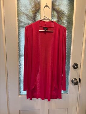 J. Jill Open-Front Lightweight Cardigan in Fuchsia M